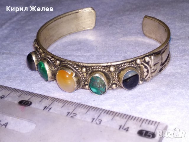 СТАРА СКЪПОЦЕННА ОРИЕНТАЛСКА ПОСРЕБРЕНА БРОНЗОВА РЕГУЛИРУЕМА ЕТНОГРАФСКА ГРИВНА 8650, снимка 10 - Антикварни и старинни предмети - 41196195