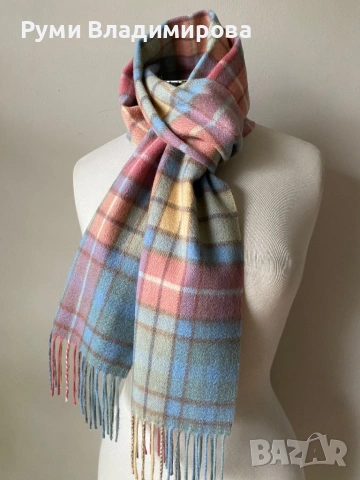 Мъжки, кариран шал от 100 % кашмир, Маrchbrae, снимка 3 - Шалове - 53508384