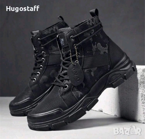 Нови мъжки кубинки черни камуфлажни непромокаеми ботуши тактически обувки 44/45, снимка 5 - Маратонки - 53154636