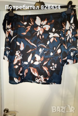 Свободна блуза с паднало рамо, снимка 2 - Блузи с дълъг ръкав и пуловери - 38729120