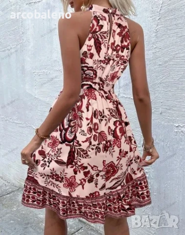 Дамска модна лятна рокля с флорални мотиви, 4цвята , снимка 12 - Рокли - 50677805