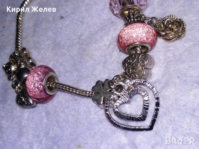 ШИКОЗНА ПОСРЕБРЕНА Тип ПАНДОРА МЕДНА АРТ ГРИВНА с ИСКРЯЩИ КРИСТАЛИ и ЦВЕТНО СТЪКЛО 37020, снимка 7 - Гривни - 41682661