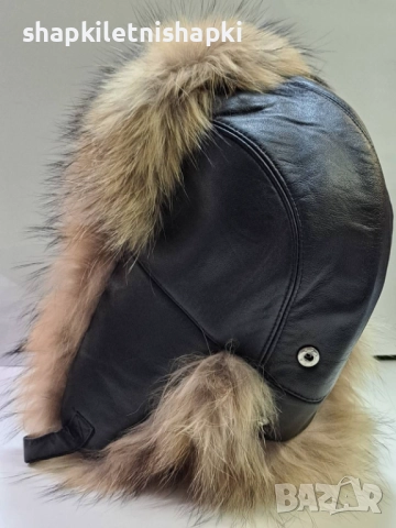 Дамска шапка естествена кожа - Енот ДШ108, снимка 3 - Шапки - 52222815