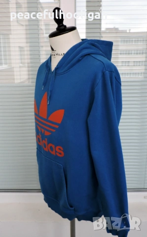 Adidas Originals мъжки син суичър с качулка размер M/L като ново, снимка 7 - Суичъри - 53393093