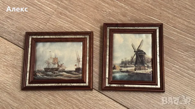 Комплект малки картини, коприна– 11см/ 9.5см, снимка 5 - Картини - 49025706