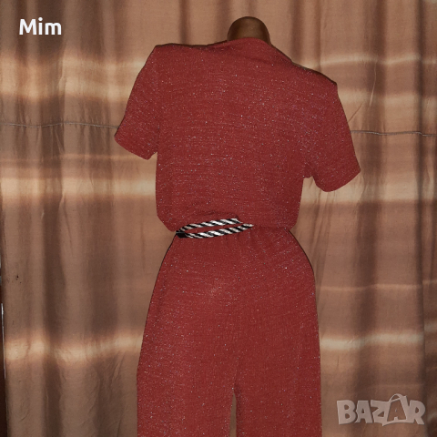 ТREND ONE L/ХХL  Червен брокатен гащеризон с къс ръкав , снимка 3 - Гащеризони - 36130610