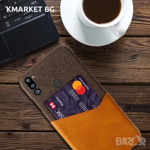 Samsung Galaxy M21 2021 Удароустойчив Cloth Texture Кожен Калъф и Протектор, снимка 1 - Калъфи, кейсове - 48387996