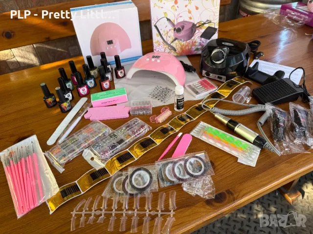 Комплект за маникюр гел лак електрическа пила печка лампа uv/led