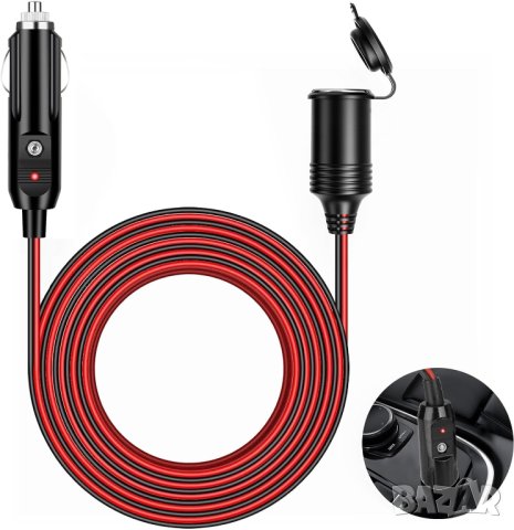 Удължител, разклонител, за запалка, за кола, кабел гнездо, за Автомобил, 4 метра, 12v - 24v волта