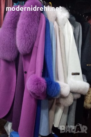 Дамско луксозно палто кашмир вълна и лисица код 217, снимка 1 - Палта, манта - 39632994