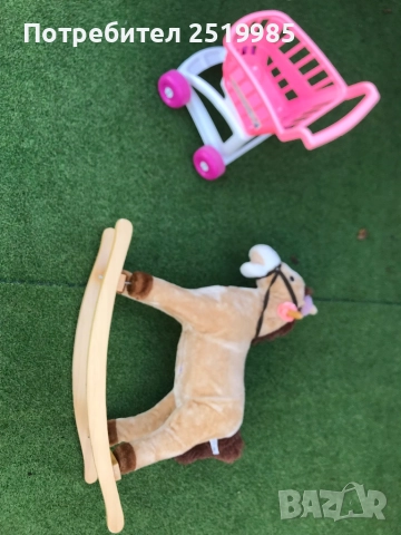Люлеещо дървено  конче + количка с колелца, снимка 2 - Други - 52624315