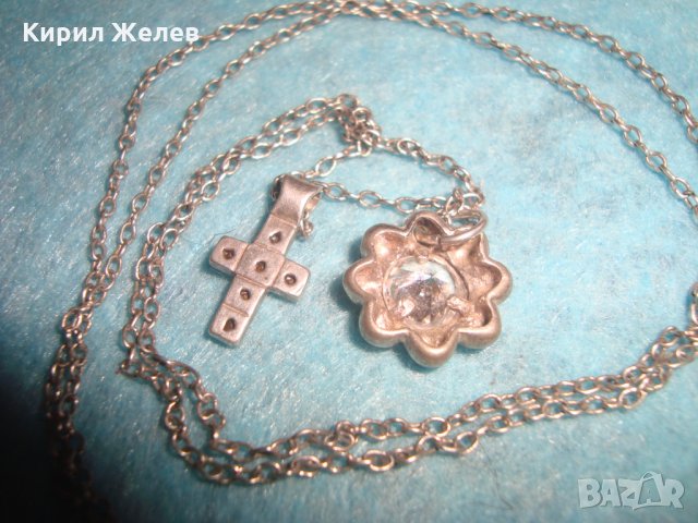 СРЕБЪРНО КРЪСТЧЕ и МЕДАЛЬОН с ЦИРКОНИ и СРЕБЪРНА ВЕРИЖКА СРЕБРО 925 ФИНО БИЖУ КОЛИЕ 25905, снимка 8 - Колиета, медальони, синджири - 35719226