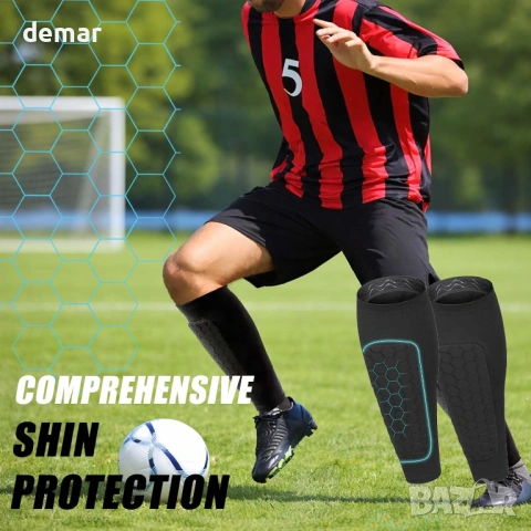 Протектори за пищяли за футбол за деца, младежи и възрастни, подплатени, 1 чифт, М, зелени, снимка 5 - Футбол - 53647967