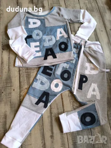 Страхотен дамски сет  потури и блуза с деним в уникален стил! 