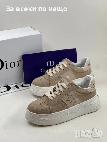 Christian Dior Дамски Бежови Маратонки С Бяла Подметка👟Дамски Спортни Обувки Кристиян Диор Код E510, снимка 3 - Маратонки - 50706378