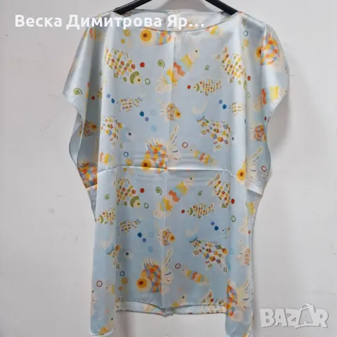 Луксозна плажна туника от 100% коприна – стил и комфорт за летните дни, снимка 8 - Туники - 49909005