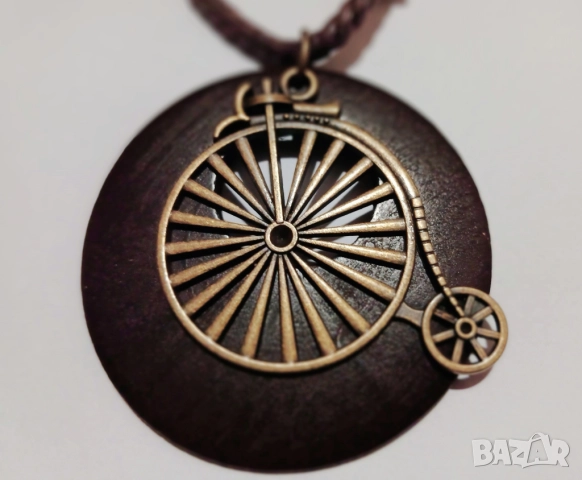 Стилно винтидж колие с колело тип пени-фартинг, снимка 3 - Колиета, медальони, синджири - 52887748