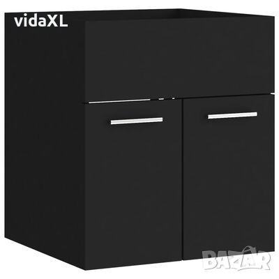 vidaXL Долен шкаф за мивка, черен, 41x38,5x46 см, ПДЧ（SKU:804639, снимка 1