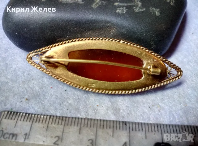 СТАРИННА РУСКА МЕДНА с МАРКИРАНА ПОЗЛАТА КЕХЛИБАРЕНА БРОШКА 100% НАТУРАЛЕН БАЛТИЙСКИ КЕХЛИБАР 48768, снимка 13 - Антикварни и старинни предмети - 48734280