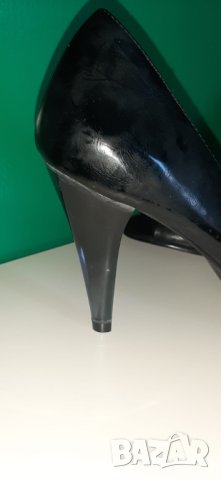 Черни обувки 39 номер с прозрачен ток Прозрачни токове , снимка 4 - Дамски обувки на ток - 41409174