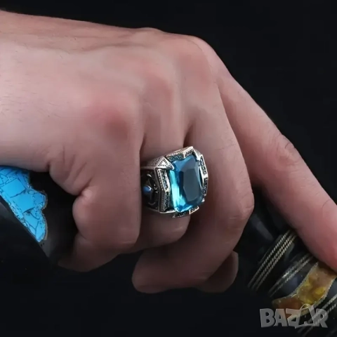 Мъжки пръстен с циркон, снимка 4 - Пръстени - 45388314
