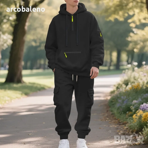 Ежедневен мъжки зимен комплект от две части с подплата от полар, 6цвята , снимка 8 - Спортни дрехи, екипи - 51531450