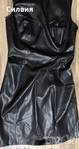 Чисто нова черна лъскава кожена рокля "Zara" / "Зара", номер 36, размер S, снимка 3 - Рокли - 52833938