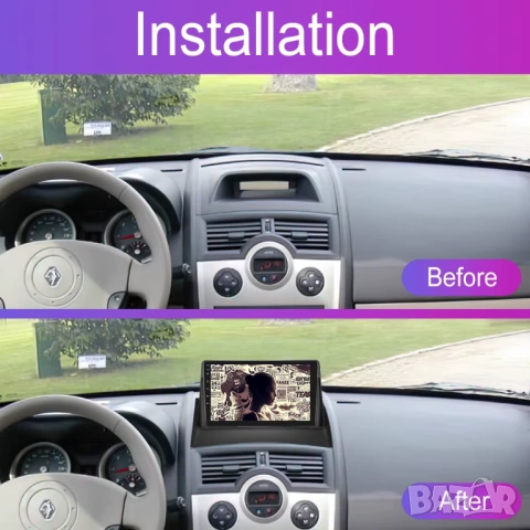 Мултимедия, Двоен дин, за Renault Megane 2, Навигация, Android, Меган 2, Carplay, Android Auto, Waze, снимка 2 - Аксесоари и консумативи - 53780106