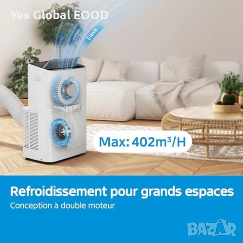 MIDEA Silent мобилен климатик 12000 BTU охлаждане и отопление, снимка 5 - Климатици - 53095949