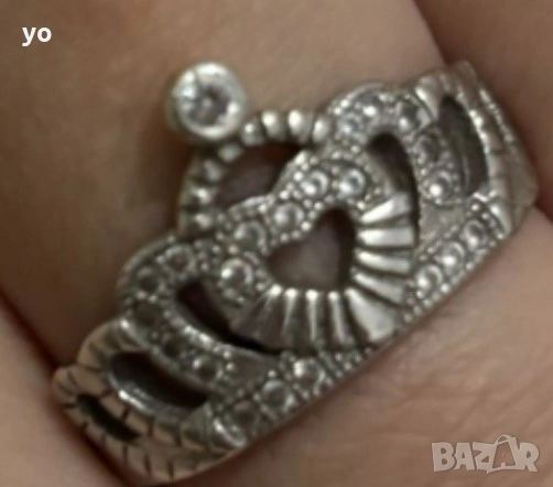 Сребърен пръстен коронка с цирконии 