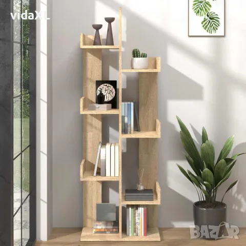 vidaXL Шкаф библиотека, дъб сонома, 48x25,5x140 см, инженерно дърво, снимка 2 - Шкафове - 56147876