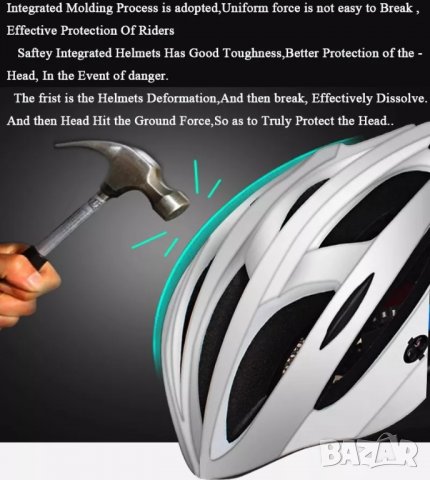 Умна каска за велосипед с LED светлина, каска за колело със стоп светлина, каска за колоездене, шлем, снимка 5 - Аксесоари за велосипеди - 38729528