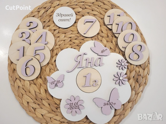 Бебешки дървени месечинки.Подарък за погача. Интересен подарък за бебе