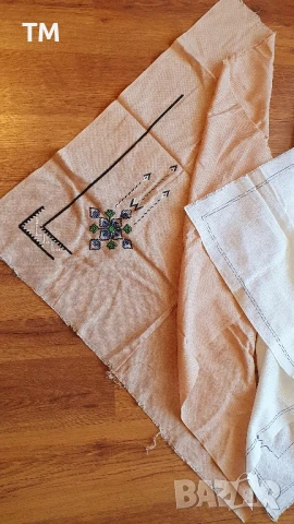 Продавам различни платове, недовършени карета, дантели, ципове и др. , снимка 9 - Платове и дамаски - 51026209