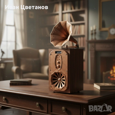 Bluetooth радио колонка AS39, 1x8W, 1200mAh, Кафяв – ретро звук