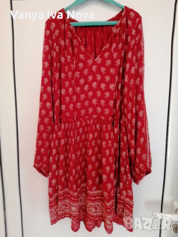 Zara trafaluc червена рокля с фигурки , снимка 7 - Рокли - 42141524
