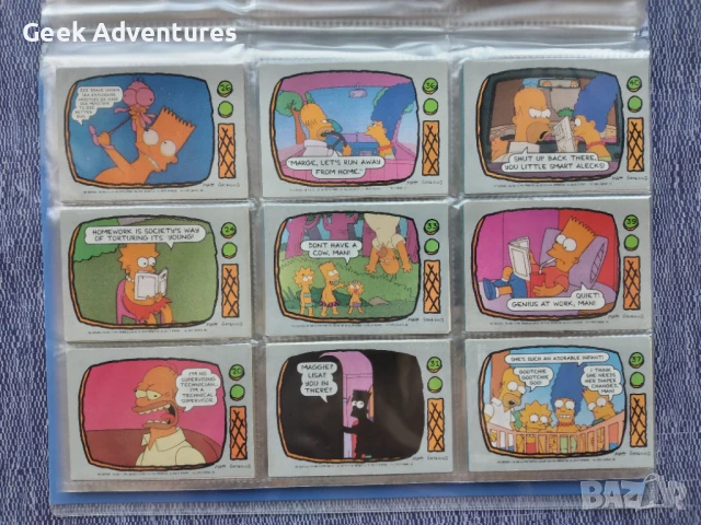 Oригинални The Simpsons Колекционерски Картички (Trading Cards) от 1990 Семейство Симпсън, снимка 2 - Колекции - 51289707