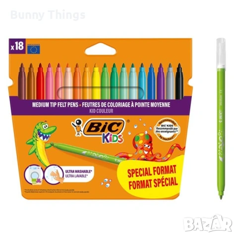 Тънки измиващи се маркери – 18 броя