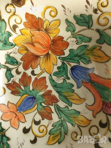 H.Bequet Quaregnon 35см/БЕКЕТ стара белгийска порцеланова фруктиера-купа-чиния с дръжки, снимка 5 - Пана - 48786465