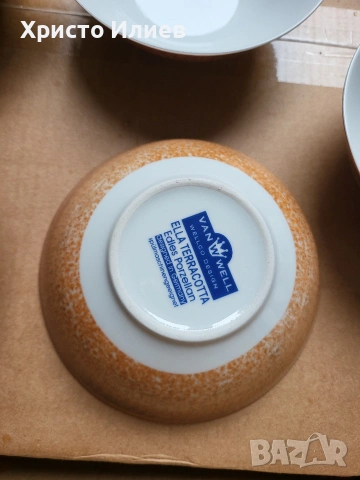 Комплект за хранене от порцелан van Well Ella чинии чаши купички сервиз, снимка 6 - Сервизи - 53762295