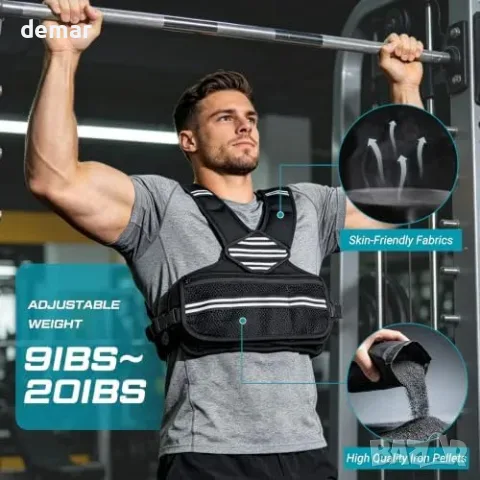 Жилетка с регулируеми тежести JX Fitness, 2,7–9 кг, снимка 7 - Спортна екипировка - 56216799