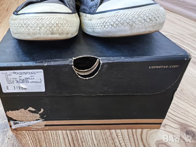 Дамски кецове CONVERSE оригинал, N'39, естествена кожа, сребристи т. сиви, много запазени, снимка 6 - Маратонки - 42595456