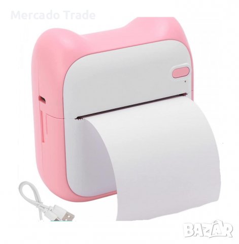 Мини принтер Mercado Trade, За деца, Bluetooth, USB зареждане, А31, Бял, снимка 4 - Образователни игри - 39503175