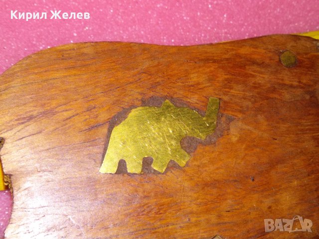 2 СТАРИ АЗИАТСКИ СЛОНЧЕТА АРТ ПАНО от САНДАЛОВО ДЪРВО и МЕСИНГ РЪЧНА ИЗРАБОТКА 42835, снимка 8 - Пана - 44185181