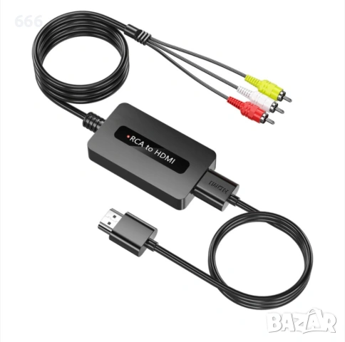 RCA към HDMI конвертор, 720P/1080P, комплект с RCA и HDMI кабели, 920x40x14 мм, черен, снимка 7 - Друга електроника - 53295545
