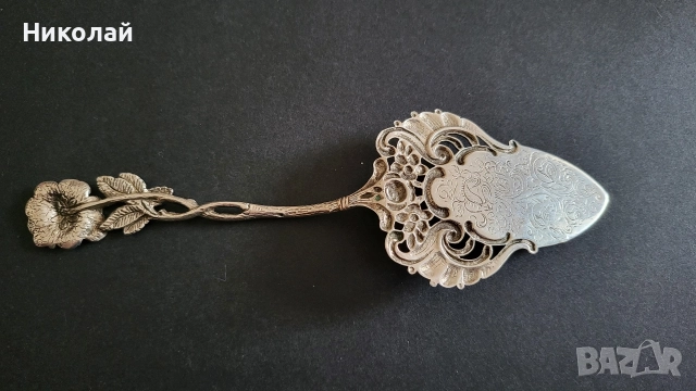 Елегантна сребърна шпатула с красив дизайн , снимка 4 - Антикварни и старинни предмети - 52997148