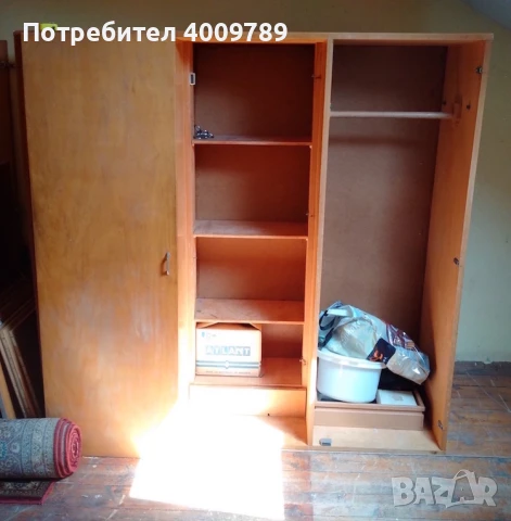 Гардероб Масив С Огледало И Надстройка, снимка 2 - Гардероби - 50590581