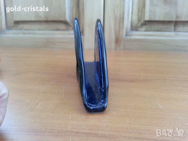  стъклен салфетник син кобалт, снимка 2 - Антикварни и старинни предмети - 34112314