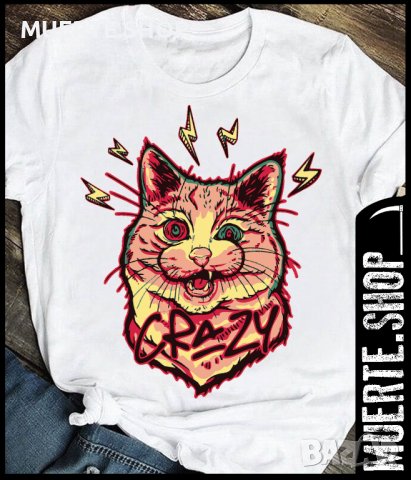 Дамска тениска с щампа CRAZY CAT