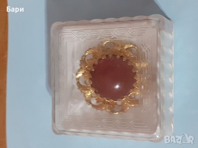 Красива кехлибарена брошка,позлата, снимка 5 - Други - 38947037